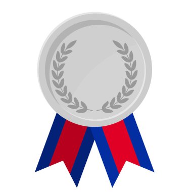 Spor için Kamboçya bayrak kurdeleleriyle gümüş madalyanın basit bir illüstrasyonu