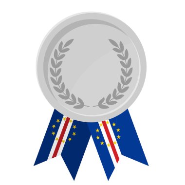 Spor için Cape Verde bayrak kurdeleleriyle gümüş ödülün basit bir illüstrasyonu