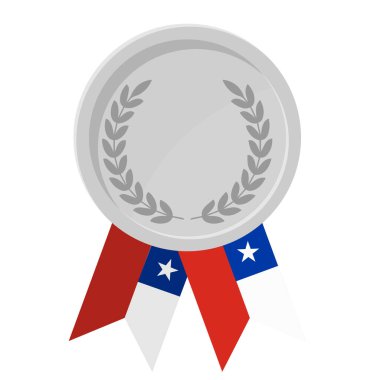 Spor için Şili bayrak kurdeleleriyle gümüş madalya illüstrasyonu