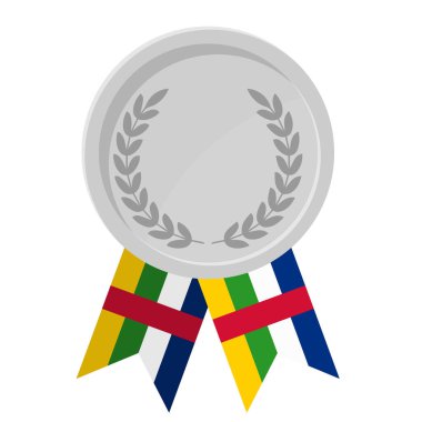 Orta Afrika Cumhuriyeti bayrak kurdeleleriyle gümüş madalyanın basit bir illüstrasyonu