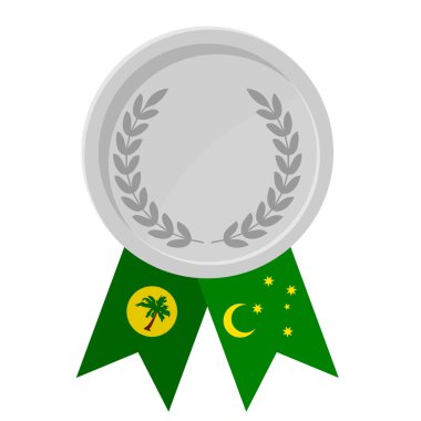 Cocos Adaları spor bayrak kurdeleleriyle gümüş madalyanın basit bir illüstrasyonu