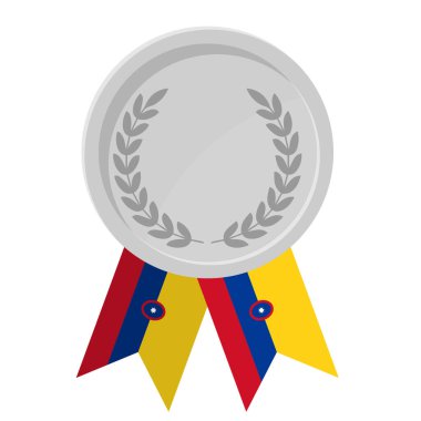 Spor için Kolombiya bayrak kurdeleleriyle gümüş madalyanın basit bir illüstrasyonu