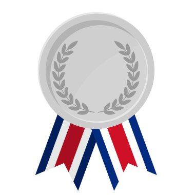 Kosta Rika bayrak kurdeleleri ile gümüş madalyanın basit bir illüstrasyonu