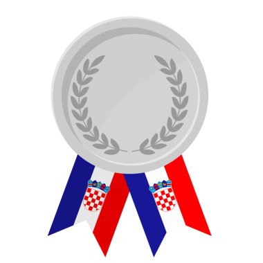 Hırvatistan 'ın spor amaçlı bayrak kurdeleleriyle gümüş madalyanın basit bir illüstrasyonu