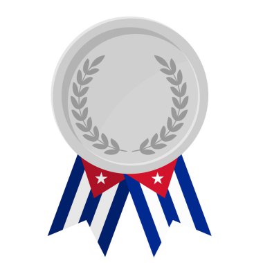 Spor için Küba bayraklı gümüş madalya illüstrasyonları