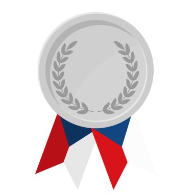 Spor için Çek bayrağı kurdeleleriyle gümüş madalyanın basit bir illüstrasyonu