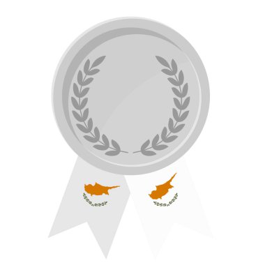 Kıbrıs bayrağının spor kurdeleleriyle gümüş madalyanın basit bir illüstrasyonu