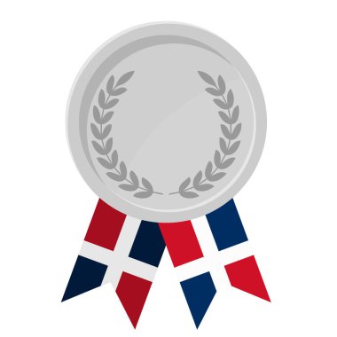 Dominik Cumhuriyeti bayrak kurdeleleriyle gümüş madalyanın basit bir illüstrasyonu