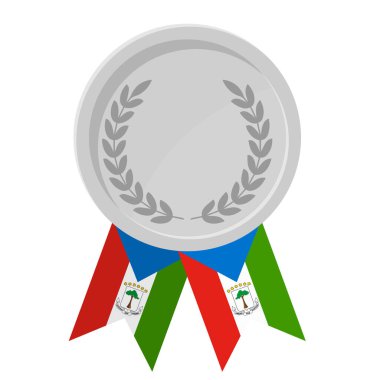 Spor için Ekvator Ginesi bayraklarıyla gümüş madalya illüstrasyonu