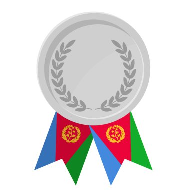 Eritre bayrak kurdeleleriyle gümüş madalyanın basit bir illüstrasyonu