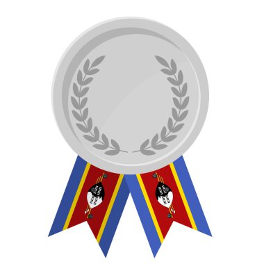 Spor için Eswatini bayrak kurdeleleriyle gümüş madalyanın basit bir illüstrasyonu