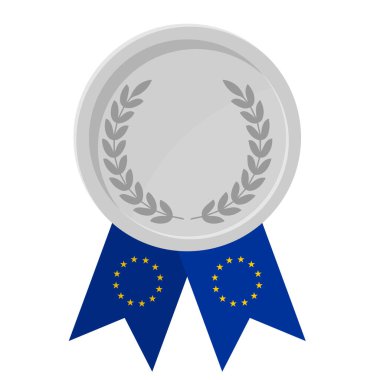 Avrupa Birliği bayraklarının spor amaçlı olduğu gümüş ödül madalyasının basit bir illüstrasyonu