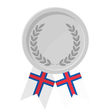 Faroe Adaları bayrak kurdeleleriyle gümüş madalyanın basit bir illüstrasyonu