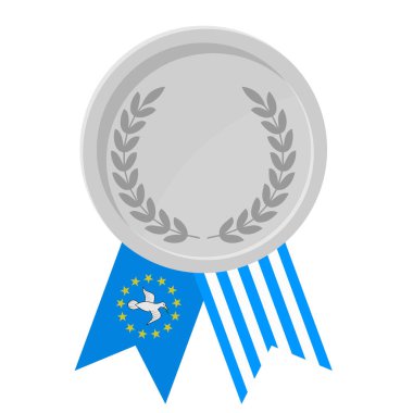 Güney Kamerun Federal Cumhuriyeti 'nin spor amaçlı bayrak kurdeleleri ile gümüş madalyanın basit bir çizimi