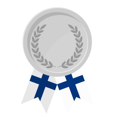 Finlandiya bayrak kurdelelerinin spor amaçlı olduğu gümüş madalyanın basit bir illüstrasyonu