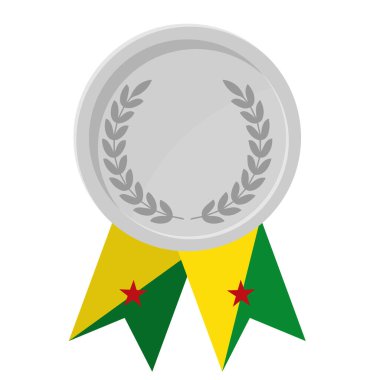 Fransız Guyanası spor kurdeleleri ile gümüş madalyanın basit bir illüstrasyonu