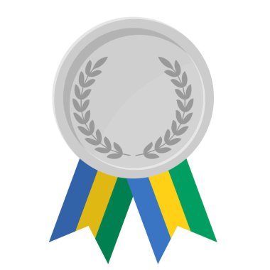 Spor için Gabon bayrak kurdeleleri ile gümüş ödülün basit bir illüstrasyonu