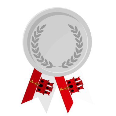 Spor için Cebelitarık bayraklarıyla Gümüş Madalya 'nın basit bir illüstrasyonu