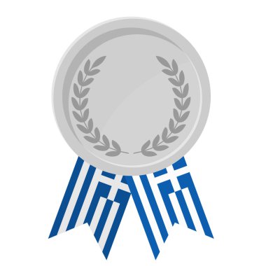 Yunanistan 'ın spor amaçlı bayrak kurdeleleriyle gümüş madalyanın basit bir illüstrasyonu