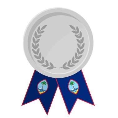 Spor için Guam bayrak kurdeleleriyle gümüş madalyanın basit bir illüstrasyonu