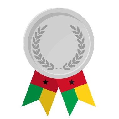 Spor için Gine-Bissau bayrak kurdeleleri ile gümüş ödülün basit bir illüstrasyonu