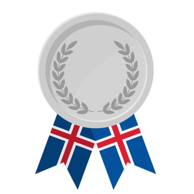 Spor için İzlanda bayraklı gümüş madalya illüstrasyonları