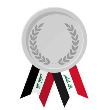 Irak bayrak kurdeleli gümüş madalyanın spor için basit bir illüstrasyonu