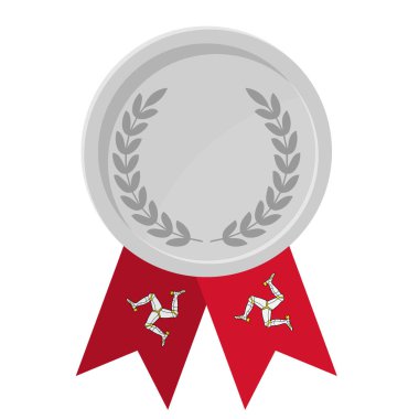 Spor için Man Adası bayraklı Gümüş Madalya 'nın basit bir illüstrasyonu