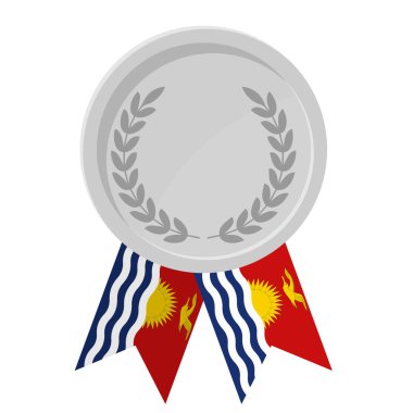 Spor için Kiribati bayrak kurdeleleri ile gümüş ödülün basit bir illüstrasyonu