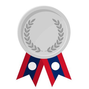 Spor için Laos bayrak kurdeleleri ile gümüş madalyanın basit bir illüstrasyonu