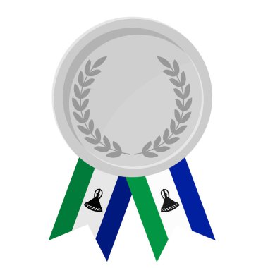 Spor için Lesotho bayrak kurdeleleri ile gümüş ödülün basit bir illüstrasyonu