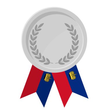 Spor için Liechtenstein bayrak kurdeleleri ile gümüş ödülün basit bir illüstrasyonu