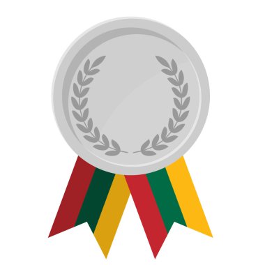 Litvanya bayrak kurdeleleriyle spor dalında gümüş madalyanın basit bir çizimi