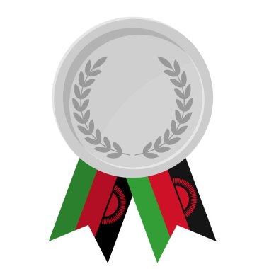 Spor için Malawi bayrak kurdeleleriyle gümüş madalyanın basit bir illüstrasyonu