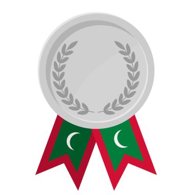 Spor için Maldivler bayrak kurdeleleriyle gümüş ödül madalyasının basit bir illüstrasyonu