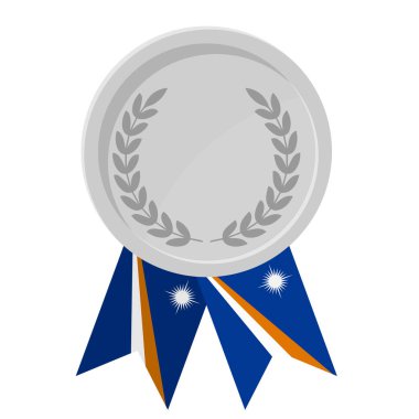 Marshall Adaları spor bayrak kurdeleleriyle gümüş madalyanın basit bir illüstrasyonu