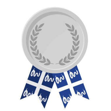 Spor için Martinik bayrak kurdeleleriyle gümüş madalyanın basit bir illüstrasyonu