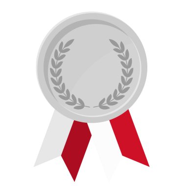 Spor için Monako bayrak kurdeleleri ile gümüş madalyanın basit bir illüstrasyonu