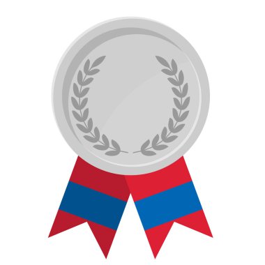 Spor için Moğolistan bayrak kurdeleleri ile gümüş madalyanın basit bir illüstrasyonu