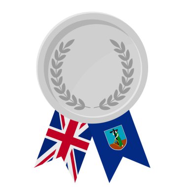 Spor için Montserrat bayrak kurdeleleriyle gümüş madalyanın basit bir illüstrasyonu