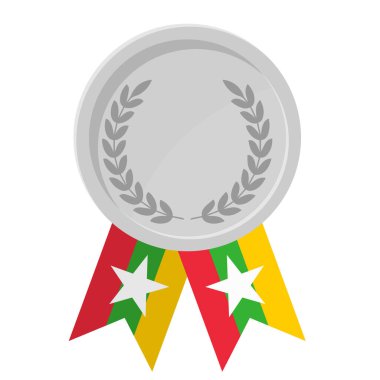 Spor için Myanmar bayraklı gümüş madalya illüstrasyonları