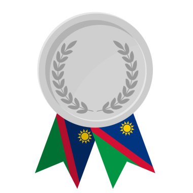 Spor için Namibya bayrağı kurdeleleriyle gümüş madalyanın basit bir illüstrasyonu