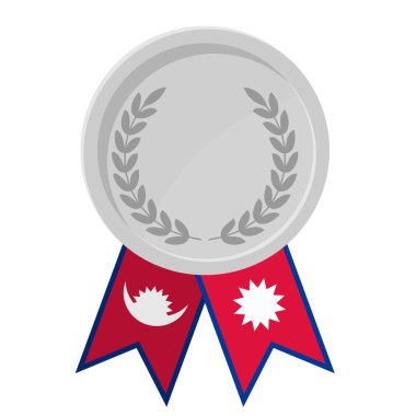 Spor için Nepal bayraklı gümüş madalya illüstrasyonları
