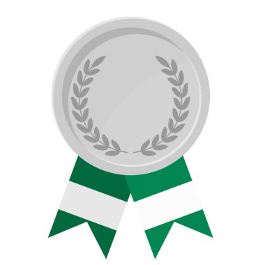 Nijerya bayrak kurdeleleriyle gümüş madalyanın basit bir illüstrasyonu