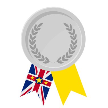 Niue bayrak kurdeleleriyle gümüş madalyanın basit bir illüstrasyonu