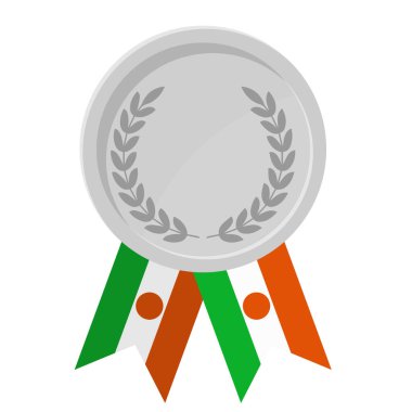 Spor için Nijer bayraklı gümüş madalya illüstrasyonları