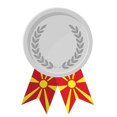 Kuzey Makedonya bayrak kurdelelerinin spor amaçlı olduğu gümüş madalyanın basit bir gösterimi