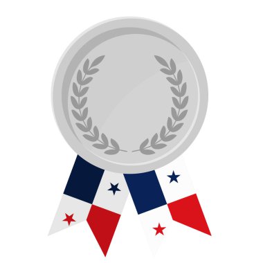 Spor için Panama bayrak kurdeleleri ile gümüş madalyanın basit bir illüstrasyonu