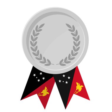 Papua Yeni Gine bayrak kurdeleleriyle gümüş madalya kazanmanın basit bir gösterimi.