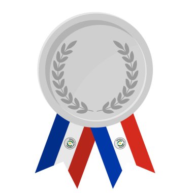 Spor için Paraguay bayrak kurdeleleriyle gümüş madalyanın basit bir illüstrasyonu
